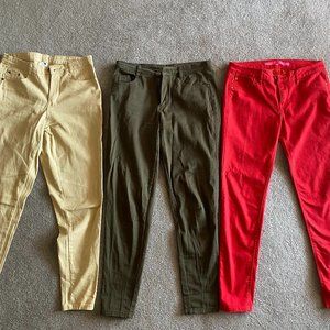 Stretch Denim Pants - Sz 6 - Red, Khaki and Olive